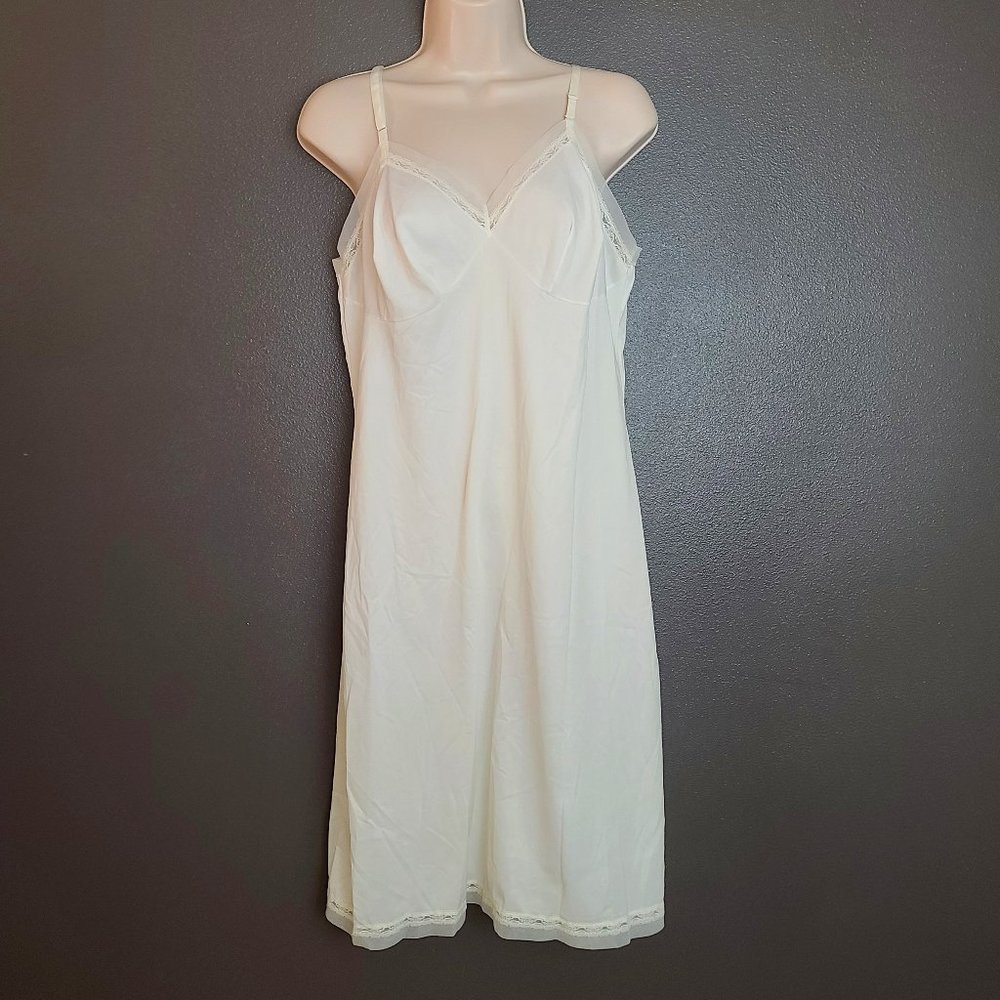 Vintage Lorraine Lingerie Cream Slip Dress with Lace Detail